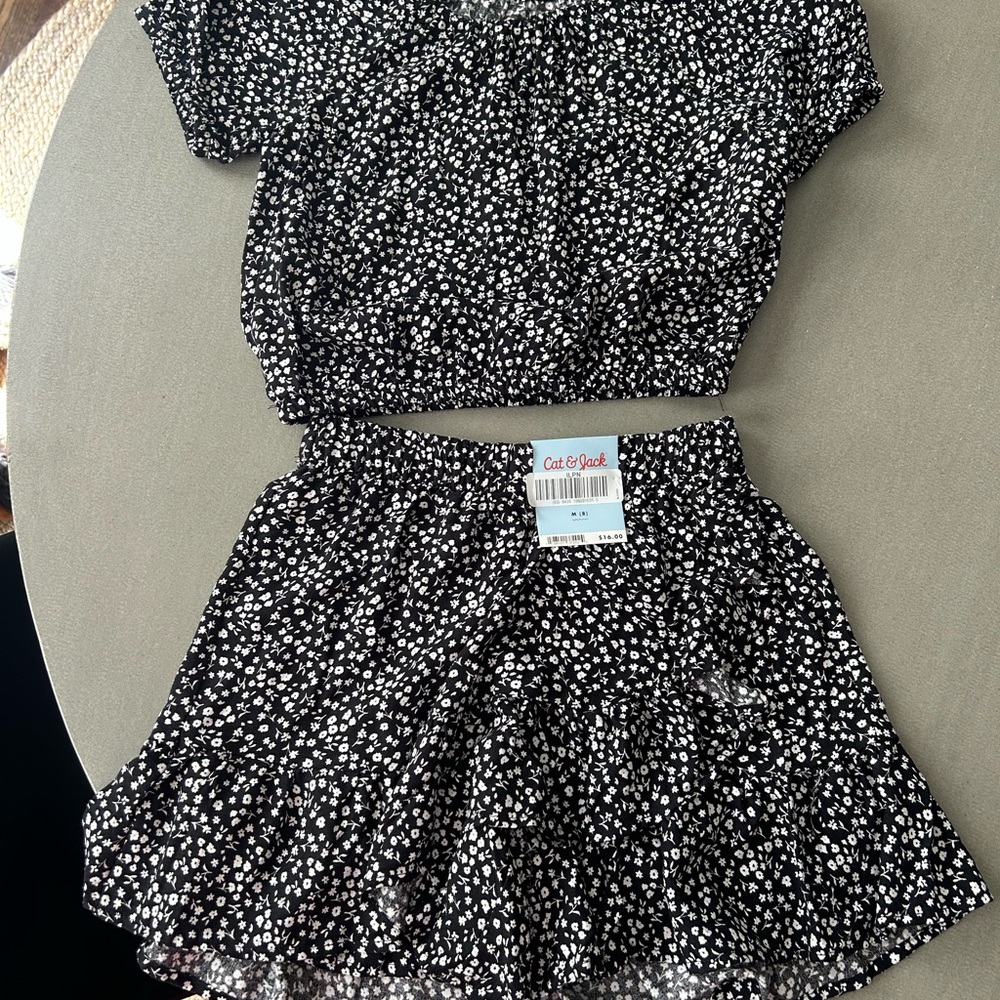 Cat & Jack Floral Black and White Skirt Set
